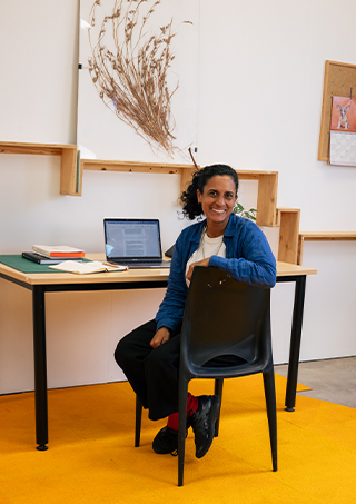 Keg De Souza in her Clothing Store Studio