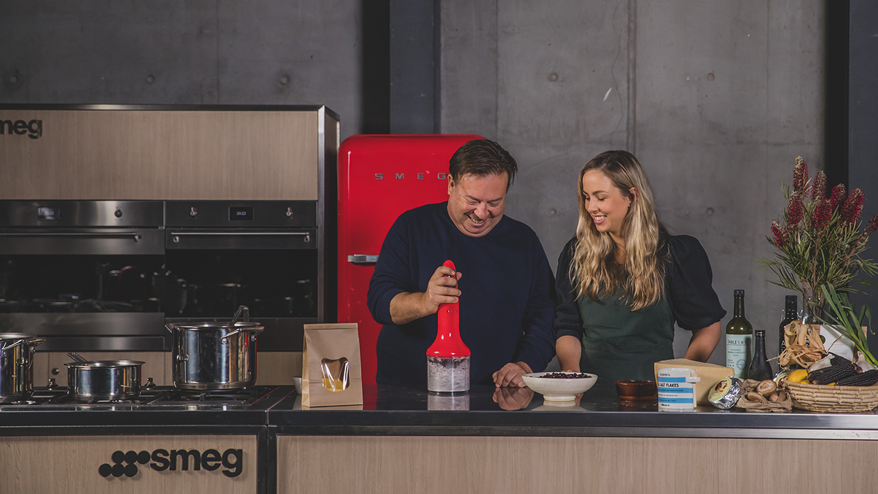 Peter Gilmore and Lizzie Hewson in the Smeg Kitchen