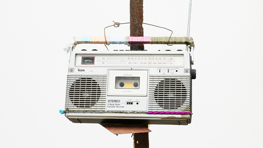 A close up detail image of a radio as part of Katie West's work in The National 4 at Carriageworks.